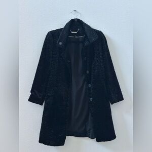 White House Black Market Black Faux Fur Pea Coat